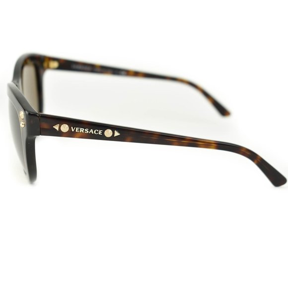 VERSACE: Tortoise Brown & Gold Studs Logo Sunglasses (m) - Picture 2 of 10